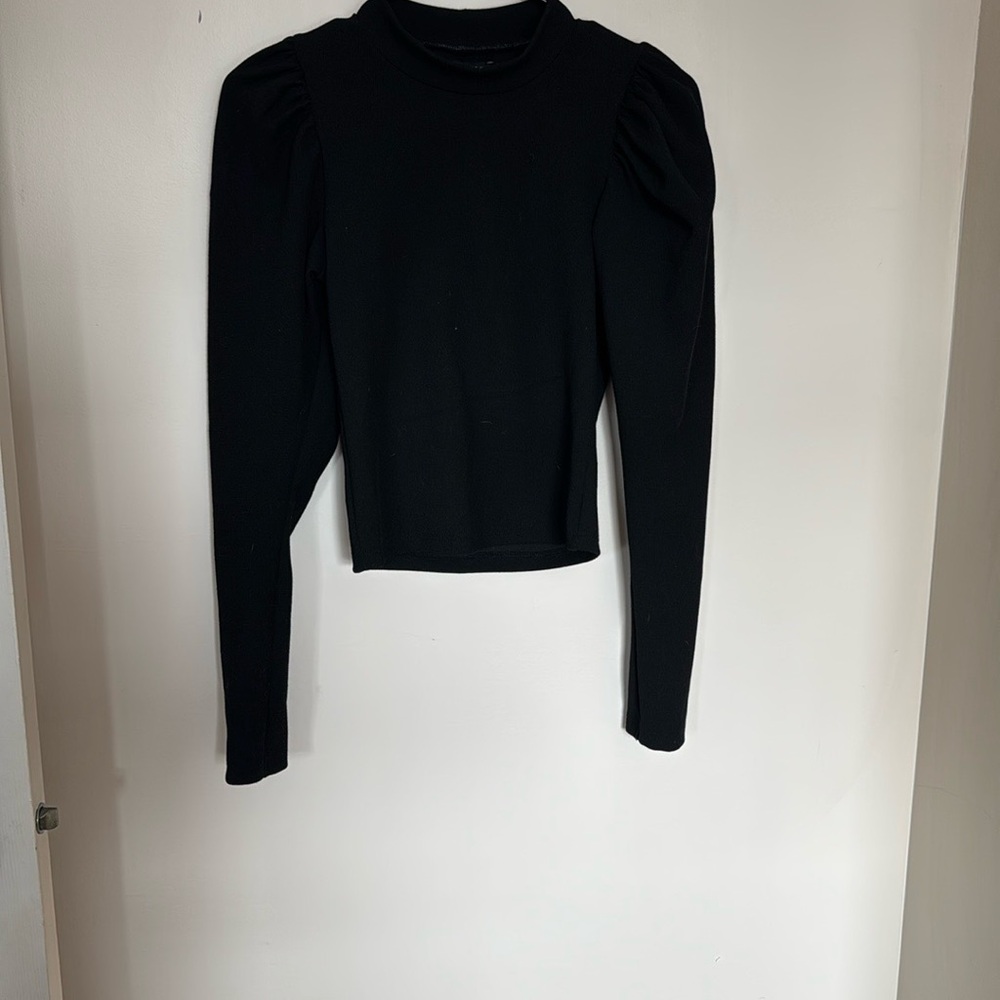 Elegant Black Puff Sleeve Top
